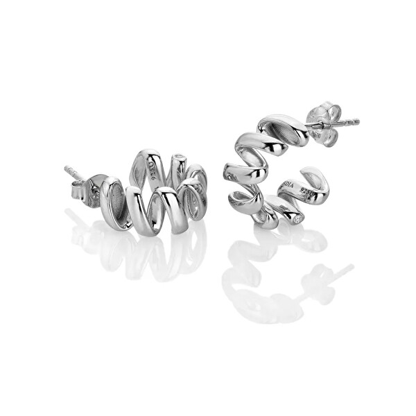 Designové stříbrné náušnice s diamanty Twist DE881
