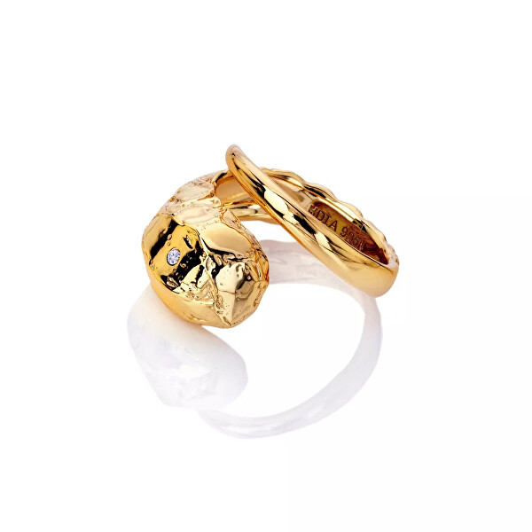 Designový pozlacený prsten s diamantem Golden Edit Muse DR300