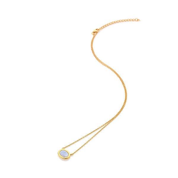 Elegantný pozlátený náhrdelník s achátom a diamantom Gemstones DN202