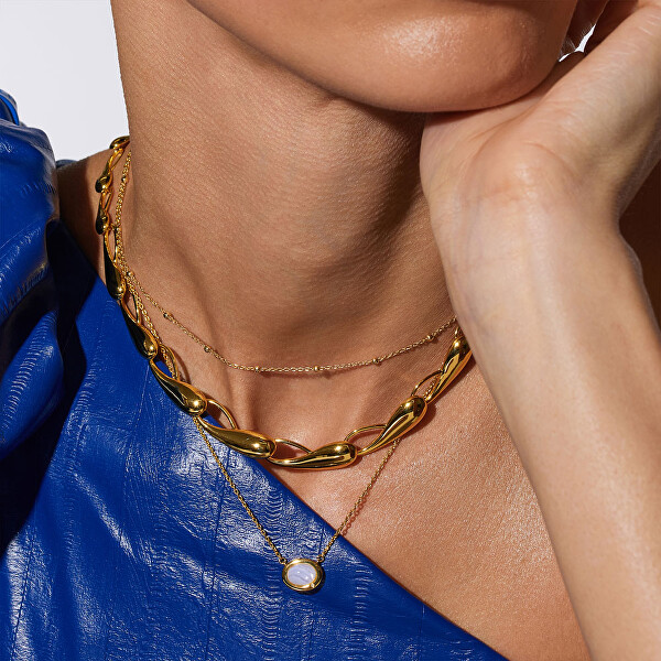 Collana elegante placcata in oro con agata e diamante Gemstones DN202