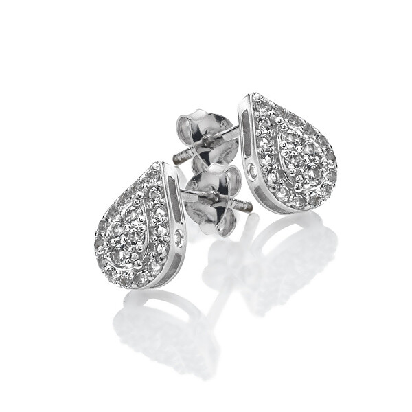 Elegante silberne Ohrringe mit Diamanten und Topasen Glimmer DE736