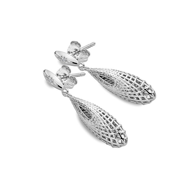 Eleganti orecchini in argento con diamanti Quest Filigree Teardrop DE655
