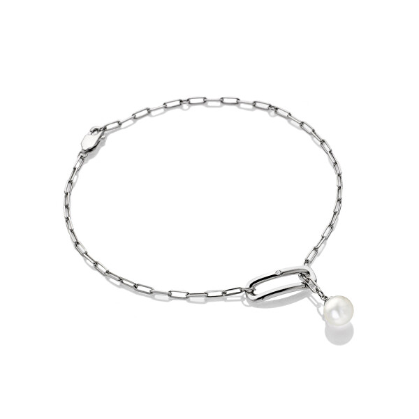 Elegantní stříbrný náramek s diamantem a perličkou Linked DL652