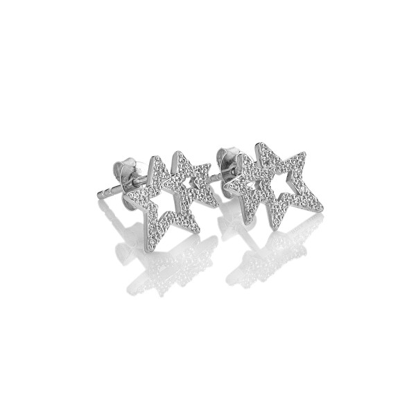 Hvězdičkové stříbrné náušnice s diamantem a topazy Shimmer DE875