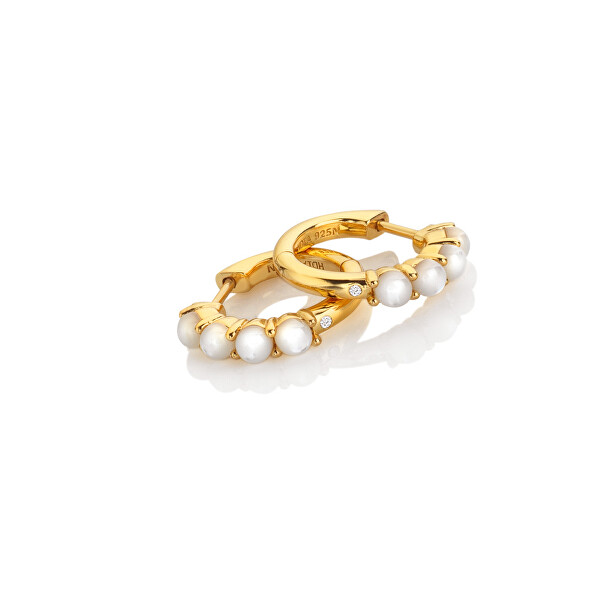 Krásné pozlacené náušnice kruhy s diamanty a perličkami Jac Jossa Soul DE727
