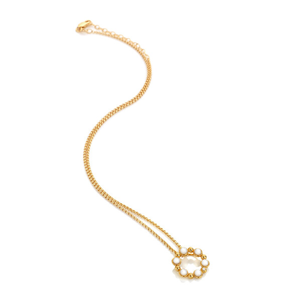 Krásny pozlátený náhrdelník s diamantom a perličkami Jac Jossa Soul DP905