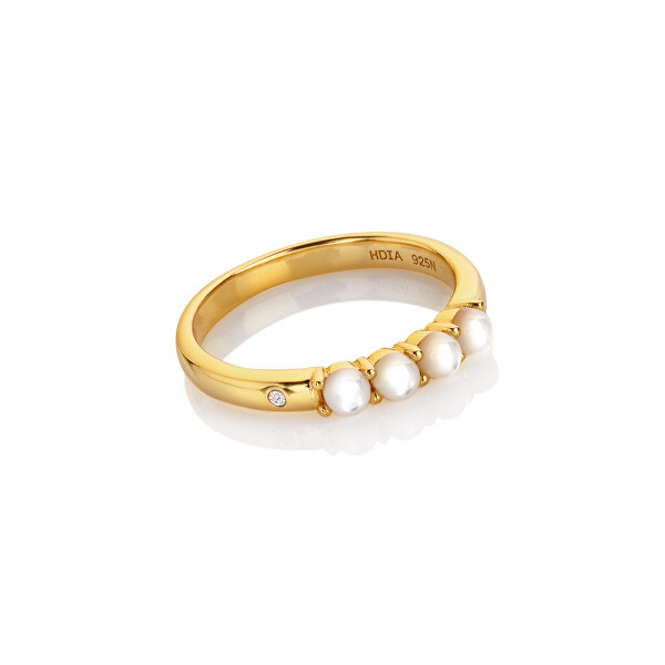 Krásny pozlátený prsteň s diamantom a perličkami Jac Jossa Soul DR252