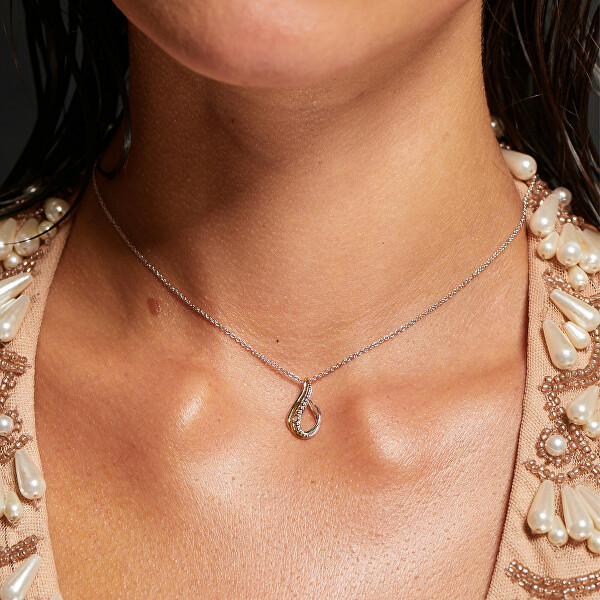 Luxusní bicolor náhrdelník s diamantem Teardrop DP1094