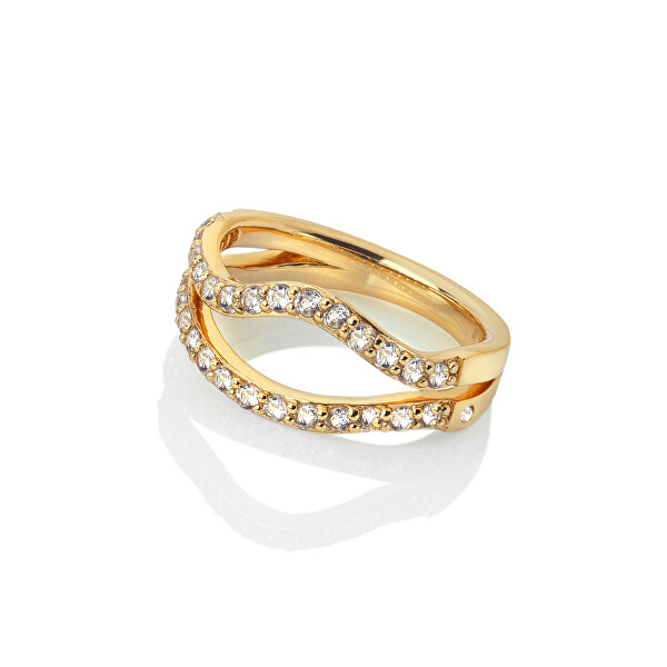 Luxusný pozlátený prsteň s diamantom a topásami Jac Jossa Soul DR223