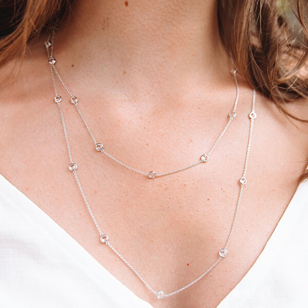 Luxus ezüst nyaklánc topázokkal és valódi gyémánttal Willow DN130