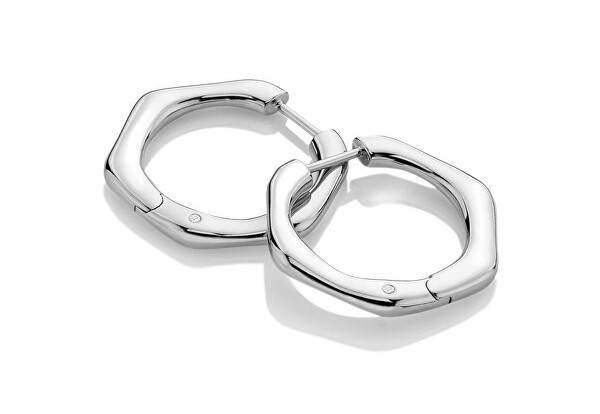 Minimalistické stříbrné náušnice kruhy s diamanty Huggies DE795