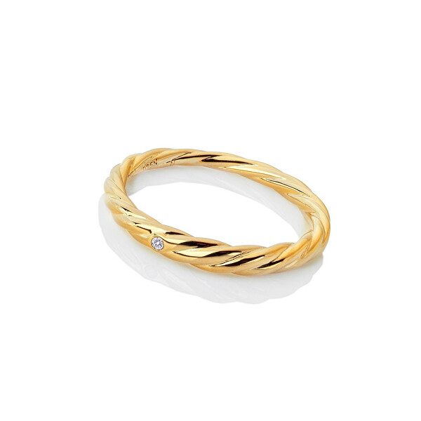 Minimalistischer vergoldeter Ring mit Diamant Jac Jossa Soul DR224