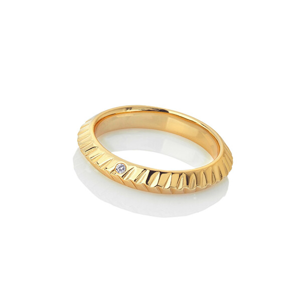 Moderní pozlacený prsten s diamantem Jac Jossa Hope DR228