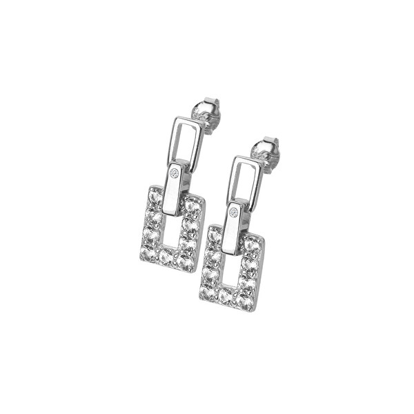 Moderní stříbrné náušnice s diamanty a topazy Echo DE716
