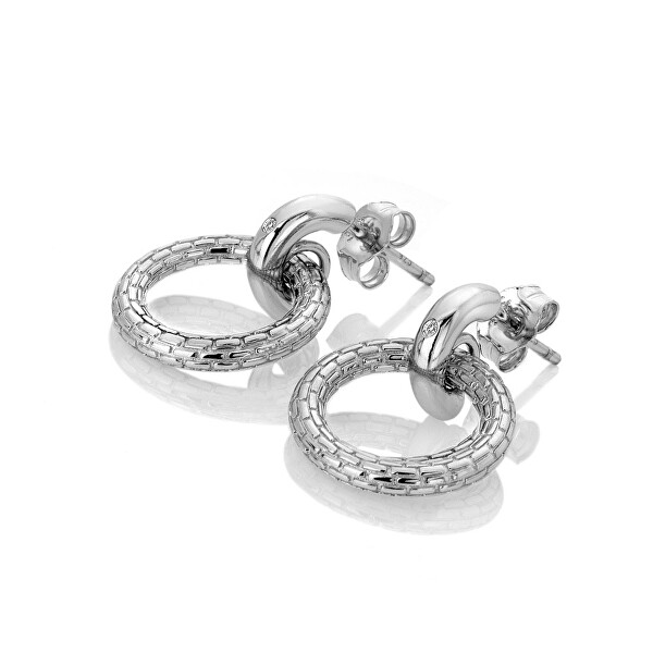 Modern ezüst fülbevaló gyémántokkal Woven DE691