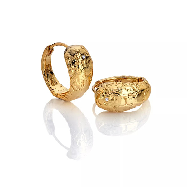 Nadčasové pozlacené náušnice s diamanty Golden Edit Muse DE849