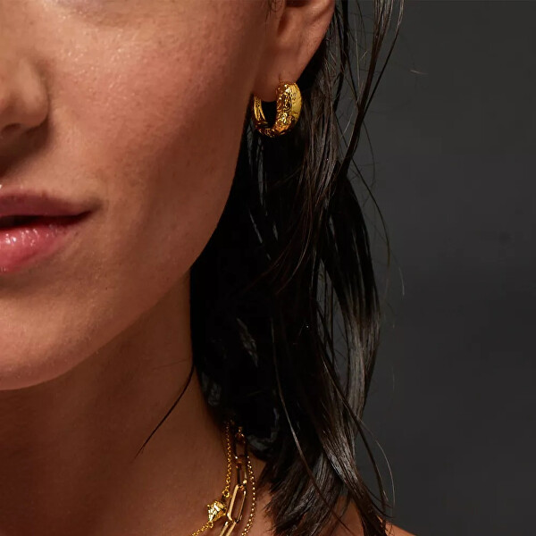 Nadčasové pozlacené náušnice s diamanty Golden Edit Muse DE849