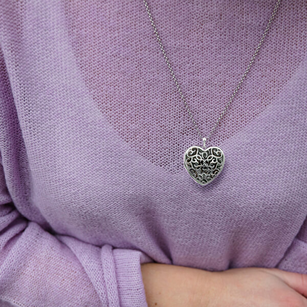 Něžný náhrdelník pro ženy Large Heart Filigree Locket DP669 (řetízek, přívěsek)