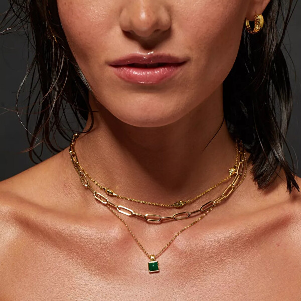 Pozlacený minimalistický náhrdelník s diamantem Golden Edit Muse DN220