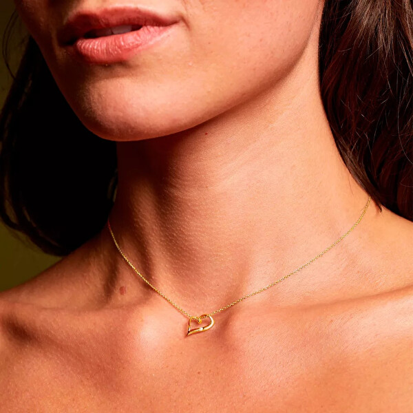 Pozlacený náhrdelník Hot Diamonds X Golden Edit Heart DP1088 (řetízek, přívěsek)