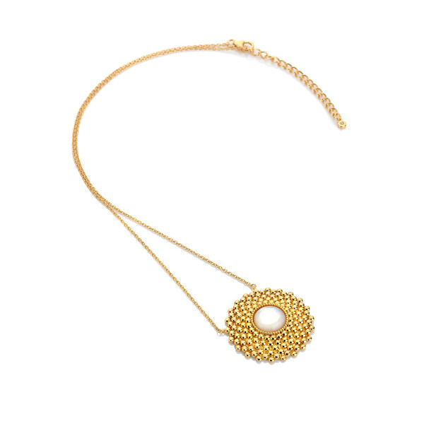Pozlacený náhrdelník s diamantem a perletí Jac Jossa Soul DN193 (řetízek, přívěsek)