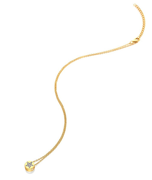 Pozlacený náhrdelník s diamantem a topazy Jac Jossa Soul DP919(řetízek, přívěsek)