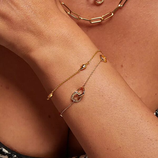 Elegantní pozlacený náramek s pravým diamantem Golden Edit Muse DL711