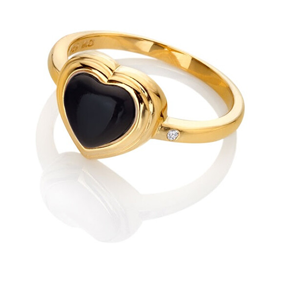 Vergoldeter Ring mit Diamant und Onyx Jac Jossa Soul DR231