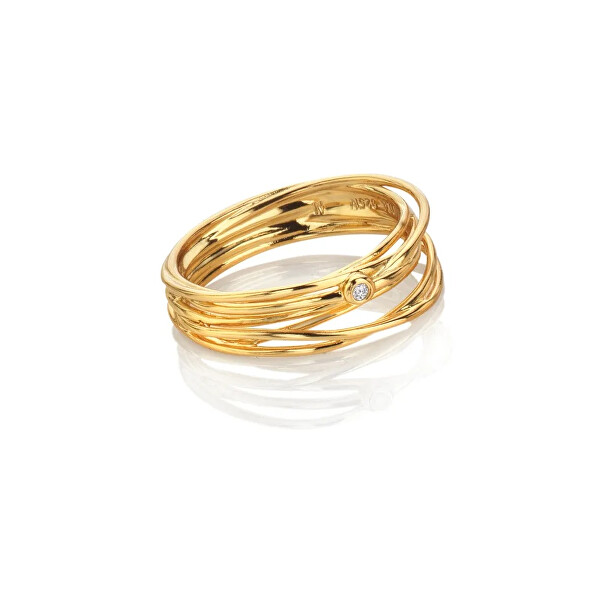 Pozlátený prsteň s prírodným diamantom String DR326