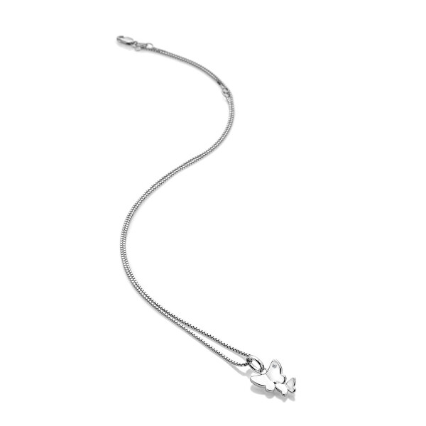 Půvabný stříbrný náhrdelník s diamantem Flutter DP912 (řetízek, přívěsek)