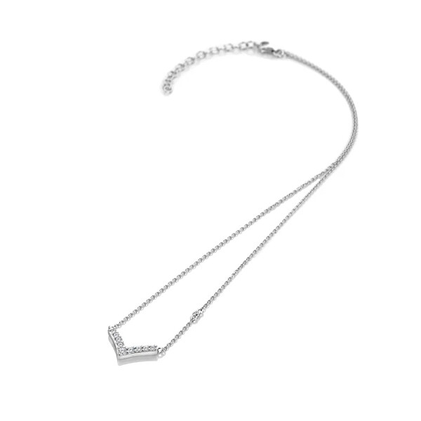 Trblietavý strieborný náhrdelník s diamantom Lustre DN231