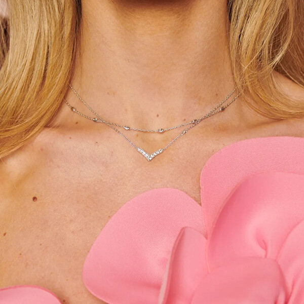 Trblietavý strieborný náhrdelník s diamantom Lustre DN231
