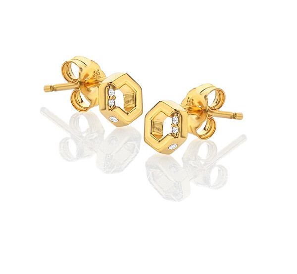 Cercei frumoși placați cu aur decorați cu diamante și topaze Jac Jossa Hope DE756