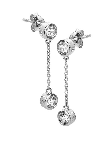 Bájos ezüst lógó fülbevaló gyémántokkal Tender DE750