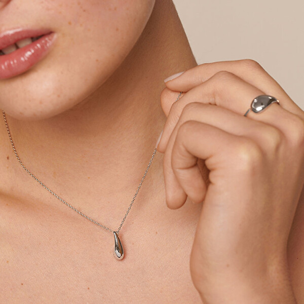Slušivý strieborný náhrdelník s diamantom Tide DP997