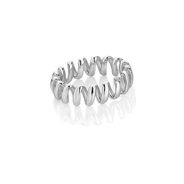Spirálovitý stříbrný prsten s diamantem Twist DR320