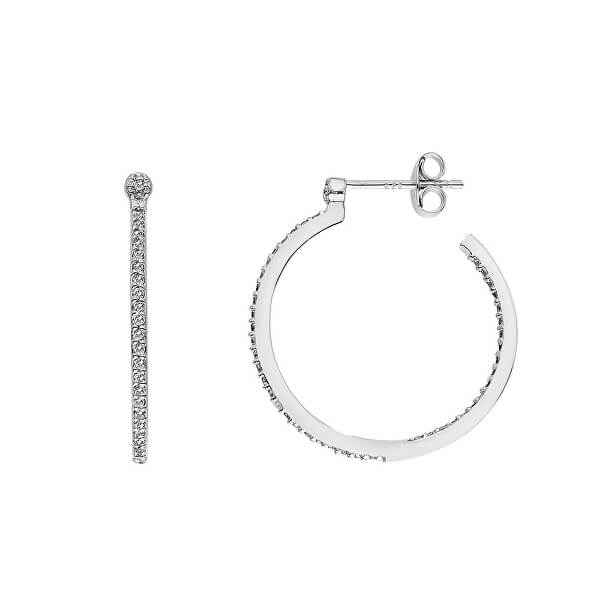 Silberne runde Ohrringe mit Diamanten Hoops Topaz DE623