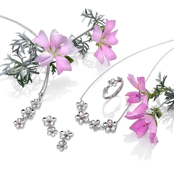 Cercei flori de argint cu diamante Forget me not DE617