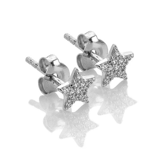 Stříbrné náušnice Hvězdičky s kubickými zirkony Silver Whisper SWE002
