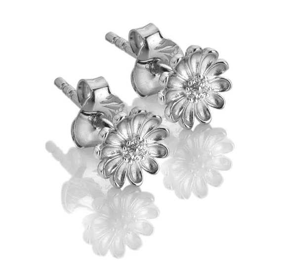 Stříbrné květinové náušnice se zirkony Thank You Silver Whisper SWE012