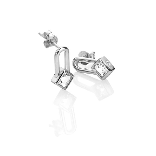 Stříbrné náušnice s diamanty a topazy Solitaire DE878