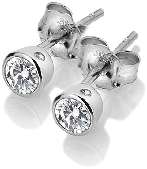 Stříbrné náušnice s topazy a pravým diamantem Willow DE584