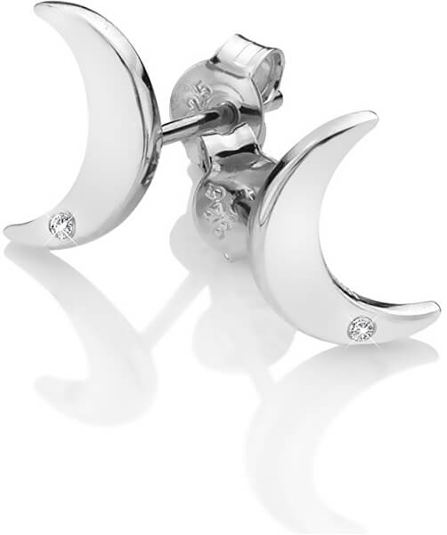 Stříbrné půlměsícové náušnice s pravými diamanty Amulets DE588