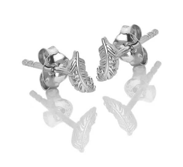 Stříbrné náušnice Pírko s kubickými zirkony Silver Whisper SWE008