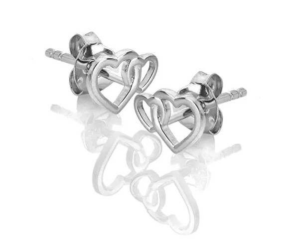 Stříbrné srdíčkové náušnice pro maminku Silver Whisper SWE006
