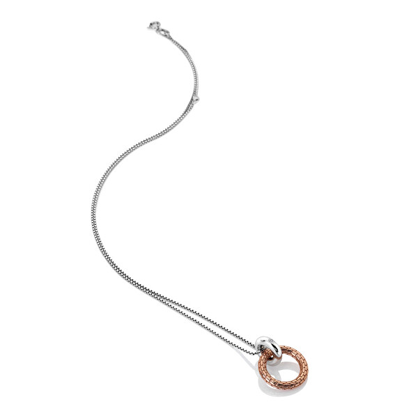 Stříbrný bicolor náhrdelník s diamantem Woven DP867 (řetízek, přívěsek)