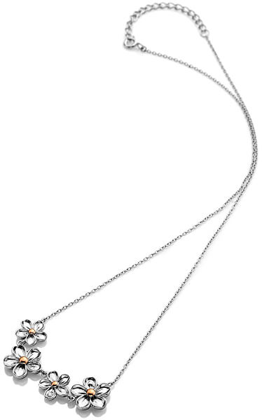 Stříbrný květinový náhrdelník s diamantem Forget me not DN140
