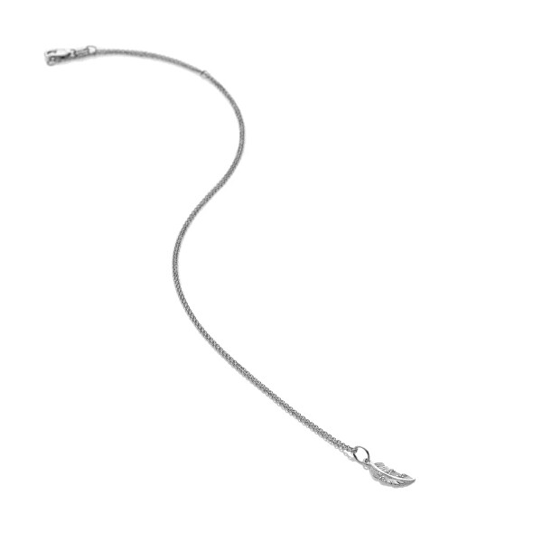 Stříbrný náhrdelník Pírko se zirkony Silver Whisper SWP008 (řetízek, přívěsek)