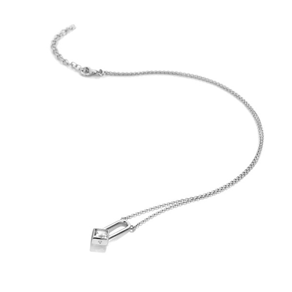 Stříbrný náhrdelník s diamantem a topazem Solitaire DN232