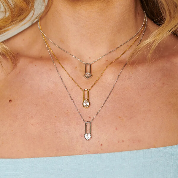 Stříbrný náhrdelník s diamantem a topazem Solitaire DN233